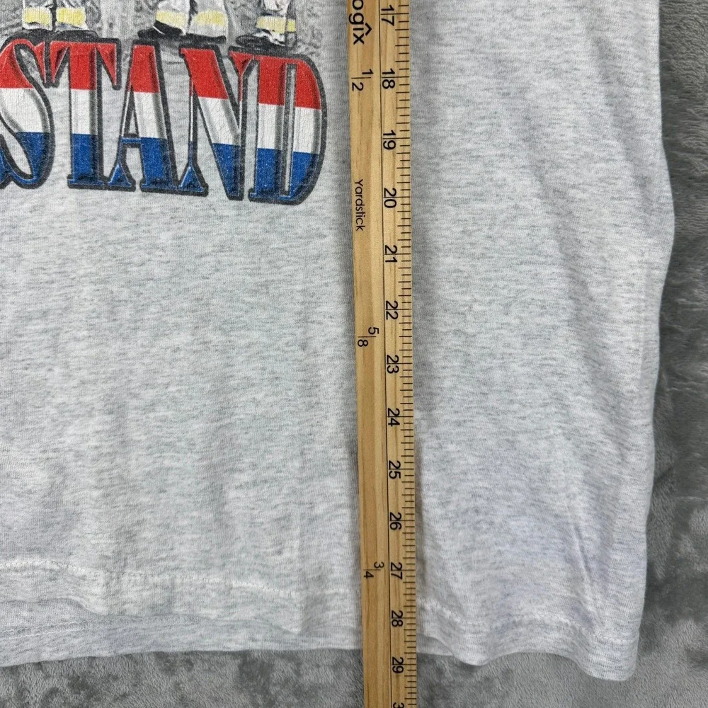 United We Stand Patriotic Firefighter Graphic T-Shirt Heather Gray Custom V-Neck